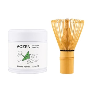 Matcha Powder 1.41 oz+ Chasen Bamboo Tea Whisk 【Japanese Matcha Whisking Set】【DIY Matcha Latte Essential】