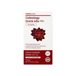 Coleology Drink Mix PRO For Women 15 Sticks (120g) - Upgraded Body Fat Loss Drink With Coleus Forskohlii Extract 500mg, Ginkgo Biloba, Banaba Leaf & Fructo-Oligosaccharide