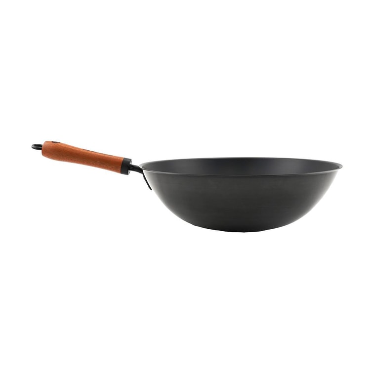 라오 판 구오 핸드 포지드 정제 철제 볶음 웍 블랙 뚜껑 포함, 33cm 3