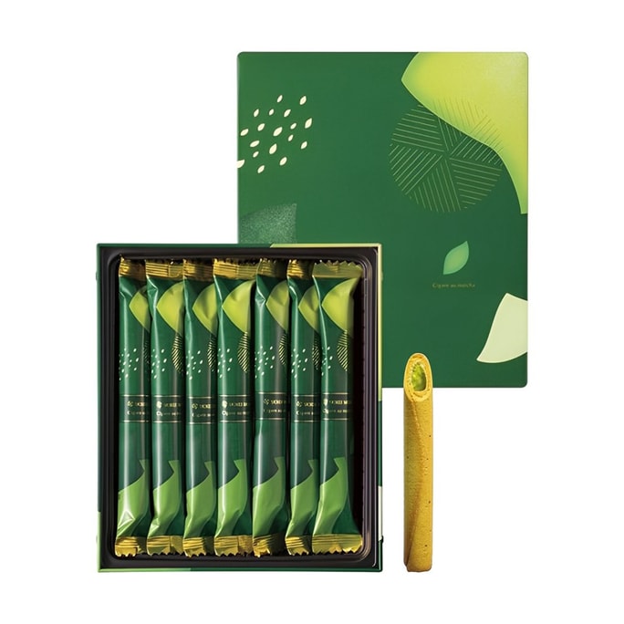 Matcha Flavor Japanese Cigar Cookie Gift Box - 14 Pieces