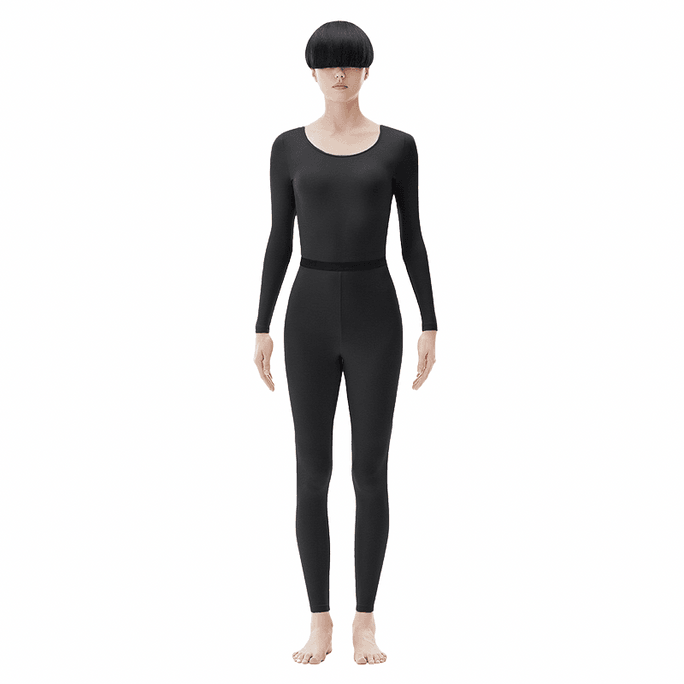 Thermal underwear set Anti-static +5℃~15℃ lightweight warm skin 301 ladies black L size