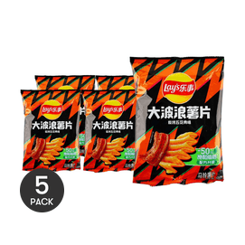 大陆版LAY'S乐事 大波浪薯片 碳烤五花肉味 袋装 70g 包装随机发 *5【5份超值装】