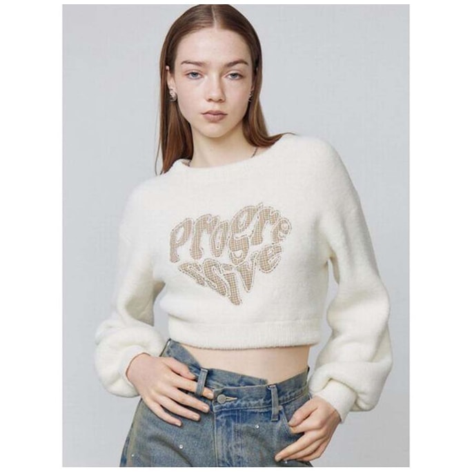 【日本直邮】 日本 EMODA 女士毛绒针织上衣 时尚保暖 白色 S/M码 1件