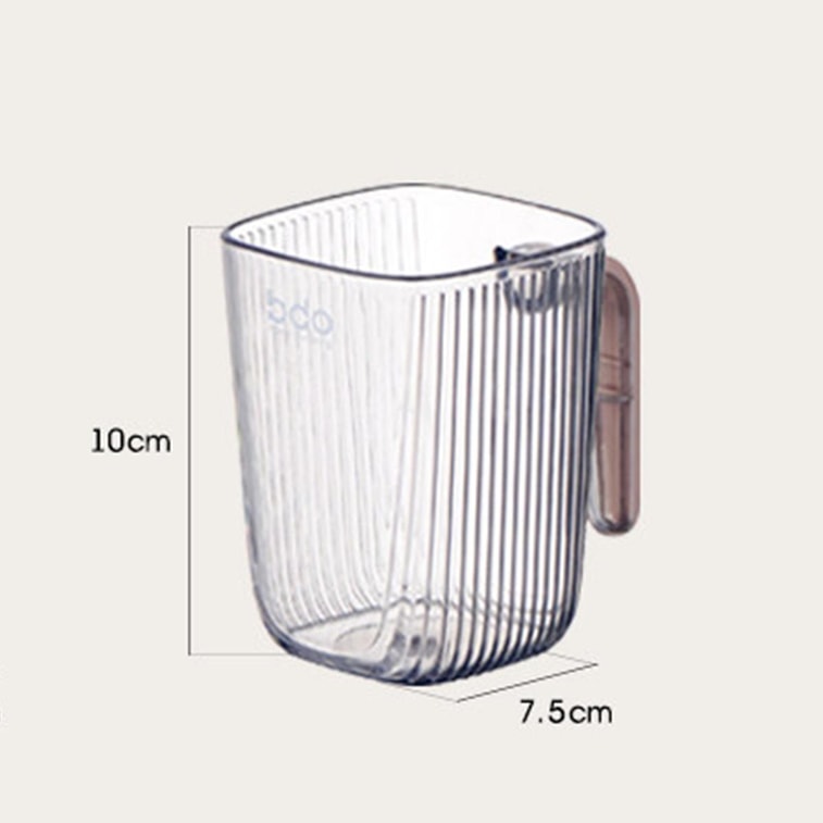 BDO 透明方型漱口杯 牙刷杯儿漱杯牙具杯牙缸 透明黑带把手 7.5×10cm 6