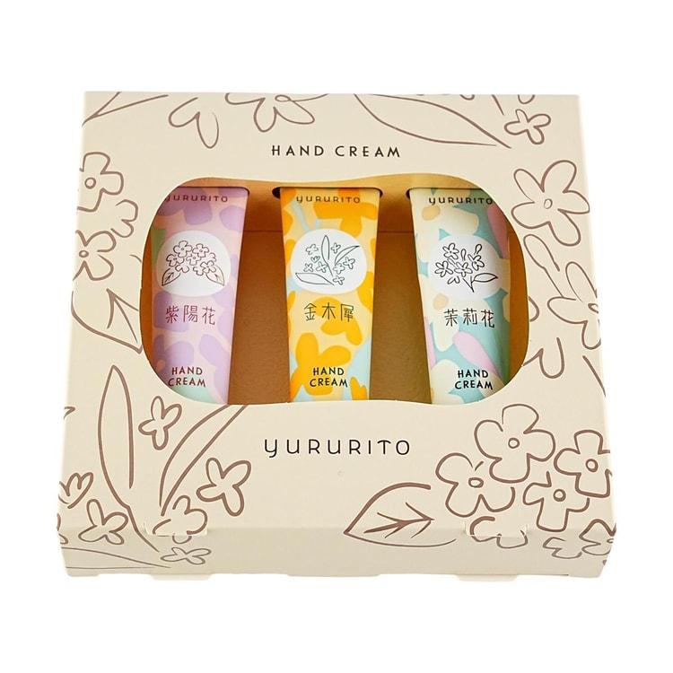 GPP Yururito Hand Cream Set, 3pcs #Hydrangea + Osmanthus + Jasmine