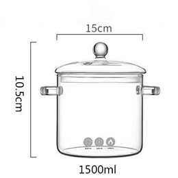 Open-flame Heatable High Borosilicate Glass Crockpot Household Auxiliary Food Thick Soup Crockpot 1500ML