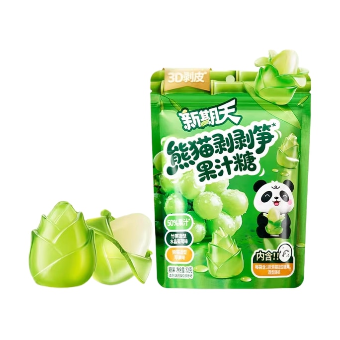 Panda Bobo Bamboo Shoot Juice Candy for Guests, Small Snack (Crystal Grape Flavor, Apple Flavor) 62g*1