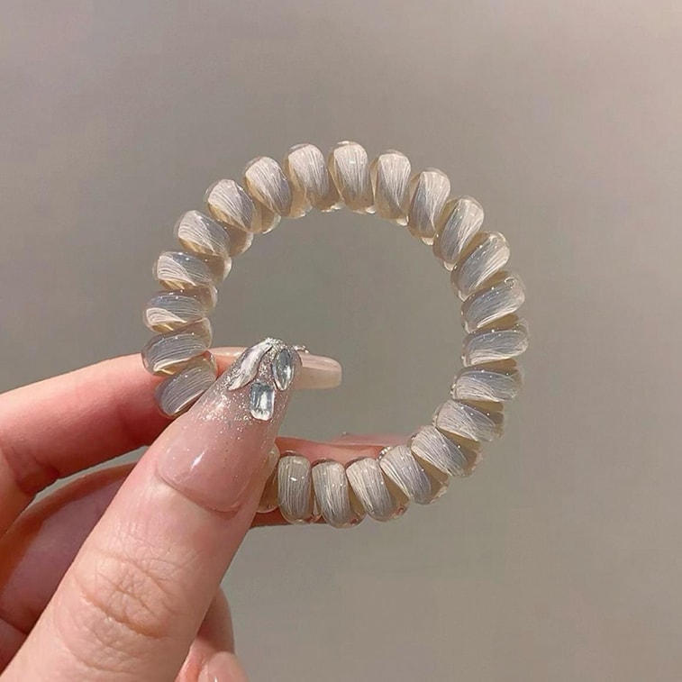 Cupid's Choice ゼリー電話コードヘアタイ（5個パック）、韓国スタイル、シンプルなハイポニーテールヘアタイ、ブラック伸縮性のあるスプリングヘアアクセサリー 3