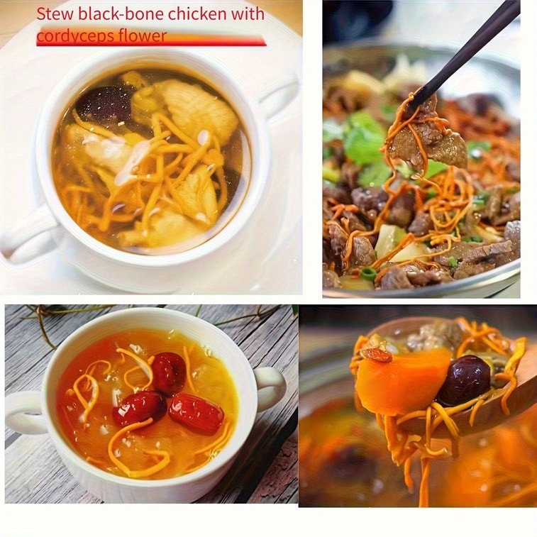 【Canada Direct Mail】 Sifanda 100g (3.53 oz) Dried Cordyceps, also known as Cordyceps Flower, Large Spore Head Golden Cordyceps, Stewing Soup Ingredient, Cold Mix, etc., Kitchen Seasoning Kitchen Ingredients 4