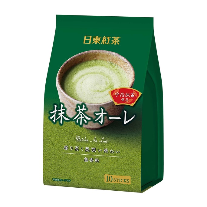 【日本直邮】日东红茶 北海道皇家奶茶速溶抹茶牛奶10条入