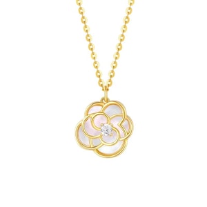 Camellia Shell Necklace Sterling Silver Women's Luxury Design Chic Chanel-Inspired Birthday Gift for Mom Camellia Necklace Single-Piece Set