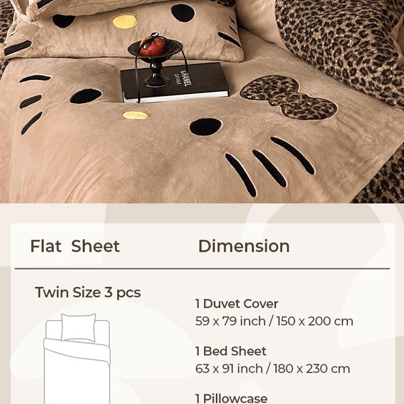 【中國直郵】 Lullabuy 野甜小貓牛奶絨床上四件套 床品被套枕套-Double