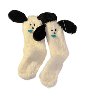 【中国直送】Dear Mrs.（レディースブランド）秋冬用 裏起毛 可愛い フェイクミンクファー ミドル丈ソックス 厚手 暖かい マタニティソックス フロアソックス フリーサイズ（1足）