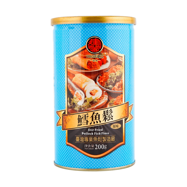 台湾第一鱼松品牌 台湾建荣马口铁罐装鳕鱼松0g 亚米