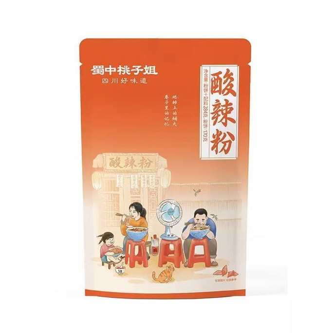 Shu Zhong Peach Sister Sour And Spicy Noodles Sichuan Specialty Spicy Flavor Fresh Moist Thick Noodles 288g*1 Bag
