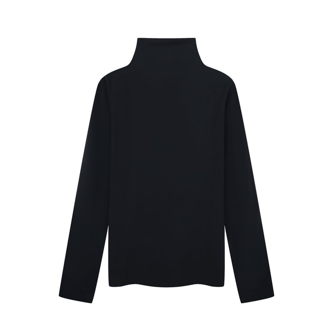 Highcollar Wool material Warm Skinwear Top -Black L