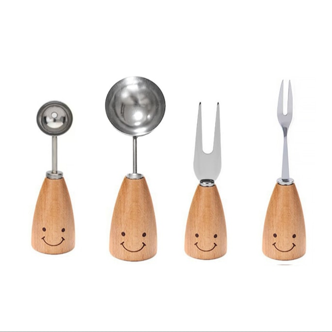 Su Mi · Cute Smile Melon Baller & Fruit Forks 4-Piece Set|Fun Smile, Sweet Moments · Cute Smile|Melon Baller|Fruit Forks|Dessert Tool|Elegant Living
