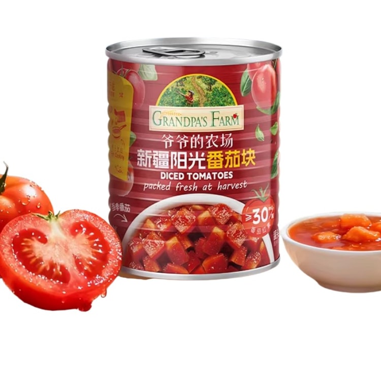 Grandpa's Farm Xinjiang Tomato Canned Tomato Chunks, Diced