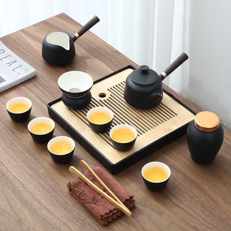 康乐品功夫茶具套装家用客厅简约陶瓷干泡茶盘轻奢现代小套便携- 亚米
