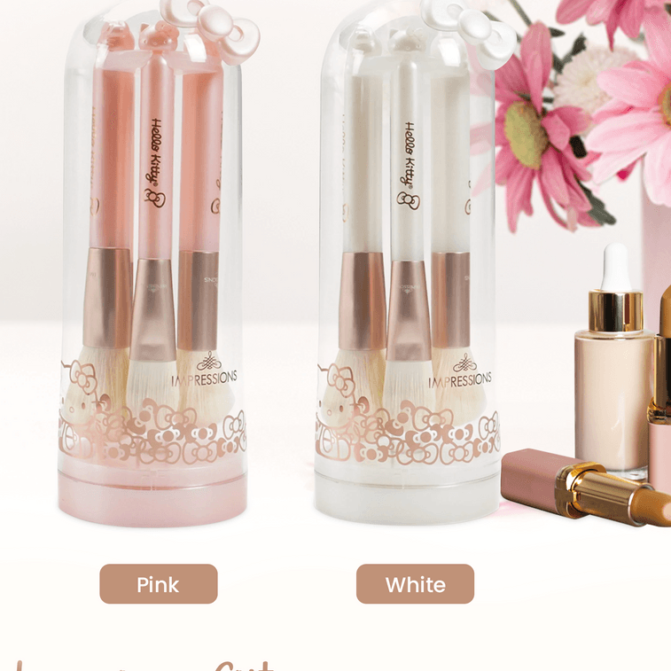 アメリカンインプレッション ドレッシングテーブル ハローキティ かわいいアイコン 6ピース ソフトブリッスル メイクブラシセット (ホワイト) 11