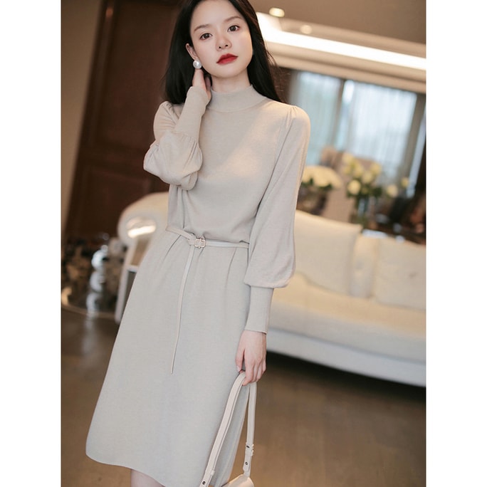 LOBQ Knitted dress inside simple and thin bottoming skirt for autumn and winter
