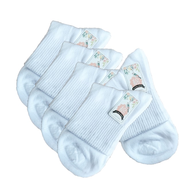 내추럴 파이 포시즌스 데오도란트, 땀 흡수, 통기성, 코튼 미드 튜브 양말, 남녀공용, 화이트, 5켤레 세트