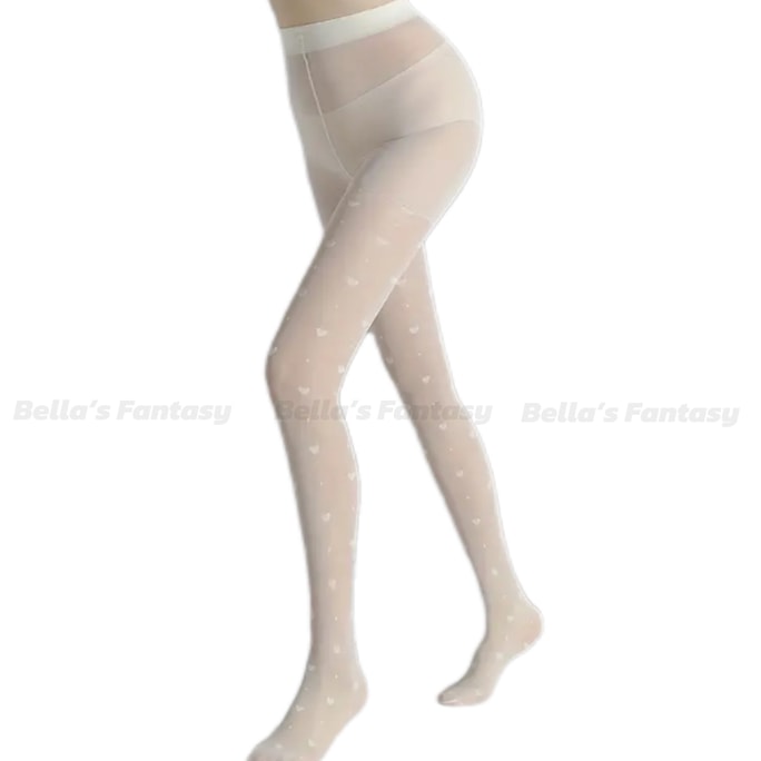 Bella’s Fantasy甜心芭比爱心波点连裤袜 丝袜 夏日薄款半透 白色 均码