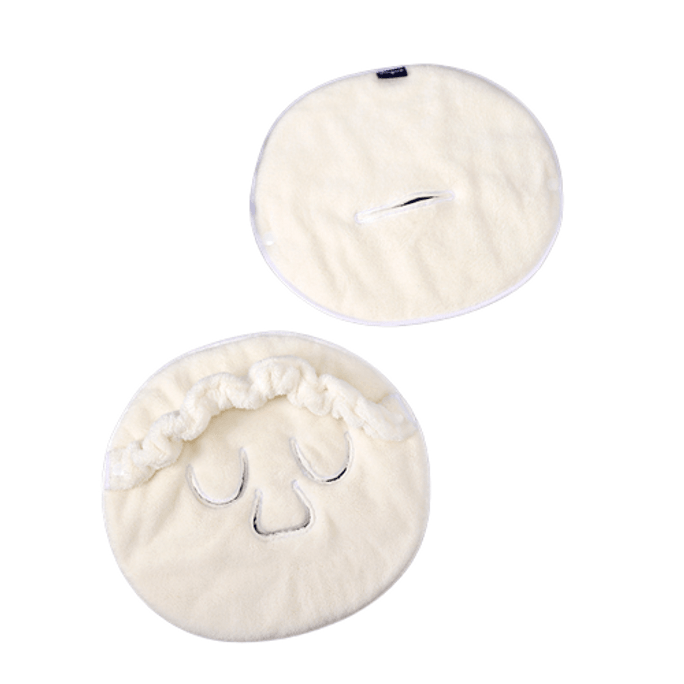 Daily Hot Compress Towel Facial Mask Beauty Compress Face Towel (White 3-Hole With Elastic Band)
