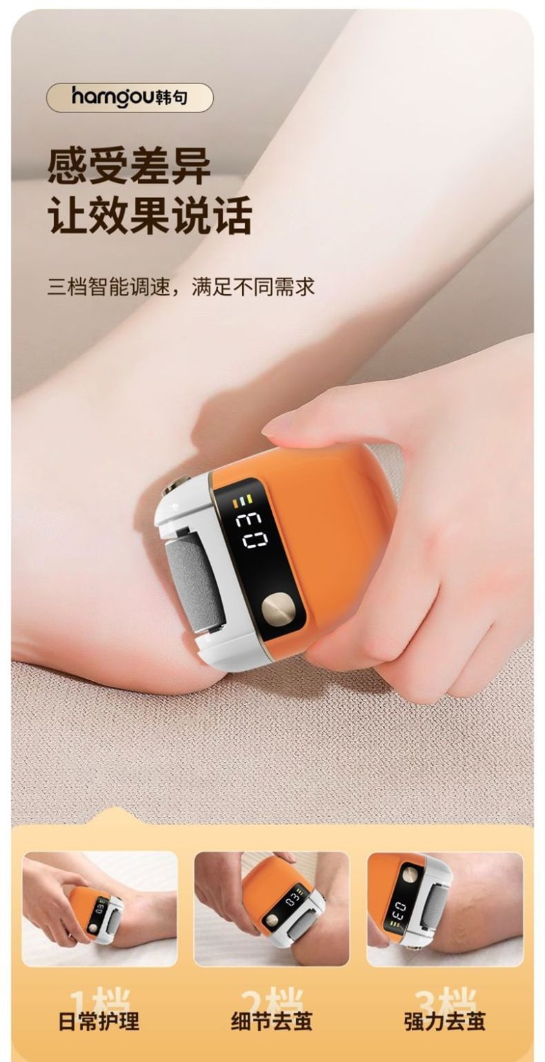 Kanju Xiaomi Style Electric Foot File for Pedicure, Fully Automatic Top-Model with LCD, 3 Grinding Heads
