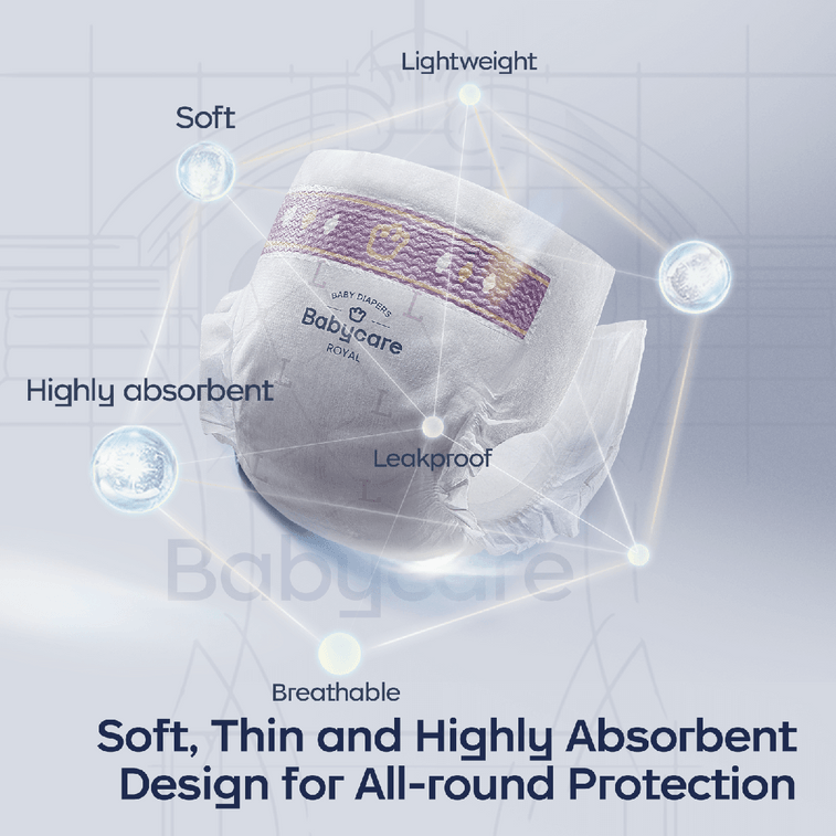 BC 베이비케어 로얄 라이온 킹덤 아기 기저귀 허리 스티커형 가볍고 흡수력 뛰어남 사이즈 S (8.8-18lb, 58개입) 3