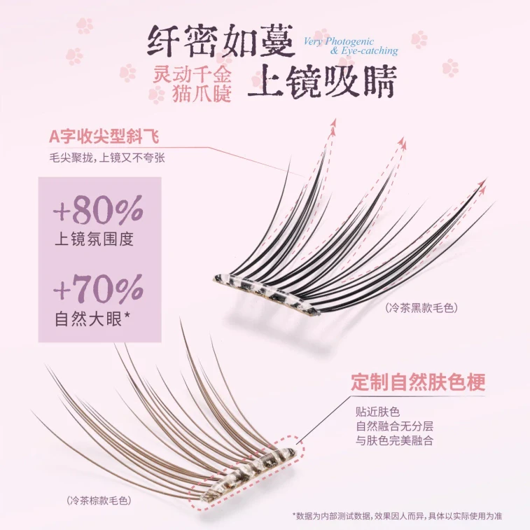 [Hong Kong Direct Mail] UIMO Moon White Series False Eyelashes Glue Type Vine Cold Tea Black 1 Box Segmented Fox Style Natural False Eyelashes Angelababy Recommended 6