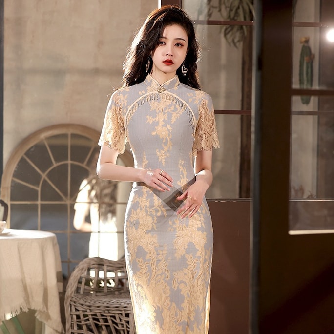 High-end lace cheongsam new 2022 improved Republic of China retro temperament young cheongsam