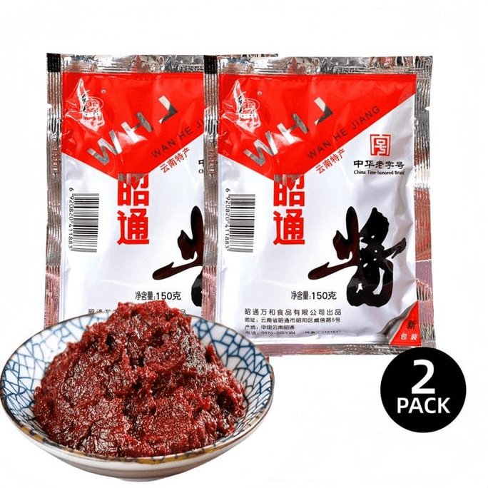 【중국 직배송】 만허 윈난 자오퉁 된장 150g x 2봉 비전통 윈난 특산품 된장 쌀국수 볶음밥 전용 소스 볶음 요리 비빔면 만능 조미료 황두장 정통 윈난 소궈 쌀국수 맛