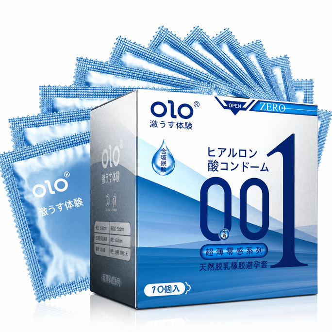 Hyaluronic Acid 001 Condoms 10 Packs Wolf Teeth Condom Thin Condom Large Particles Floating-point Adult Sex Products Long-lasting Moisture Safe - Ultra-thin Zero Sensation 1Box