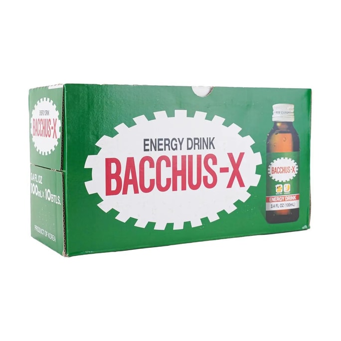 BACCHUS-X Ginseng and Guarana Plant Extract, Vitamin B Supplement, Functional Beverage, 3.38 fl oz * 10 bottles