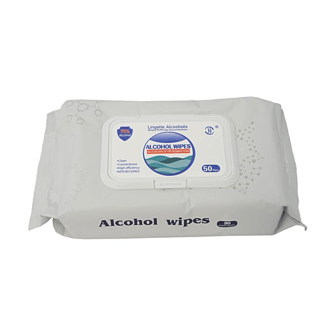 アルコール除菌ウェットシート 75% 50枚入 [99.99%の菌を除去][携帯用フリップトップ式]