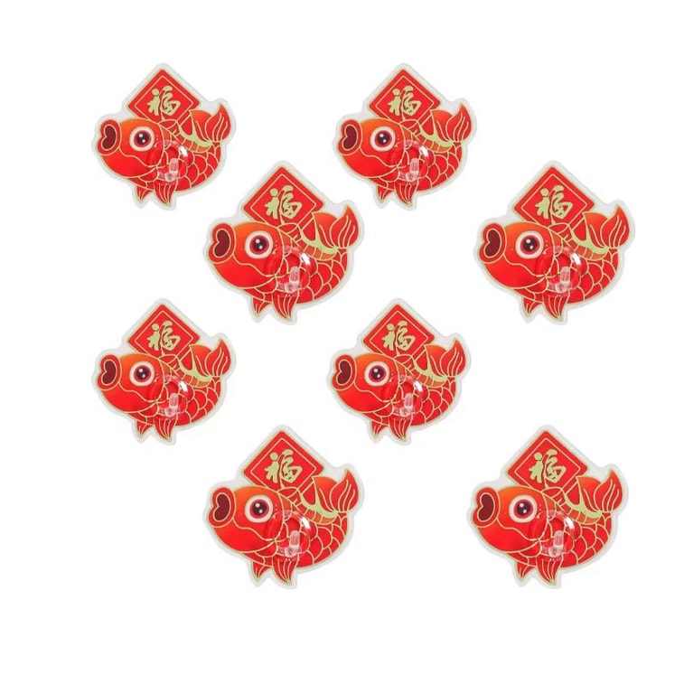 海蓝星 2026马年新年吉祥鱼形福字挂钩 免钉轻松安装 防水防潮 安全牢固 工艺精美 氛围浓郁更喜庆 4个 6