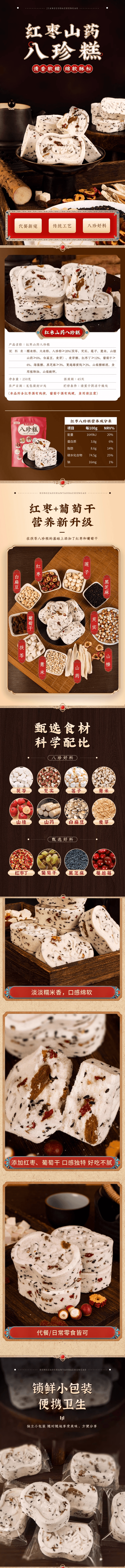 【中国直邮】 甄磨坊 无糖精八珍糕 红枣山药坚果茯苓早餐休闲零食250g