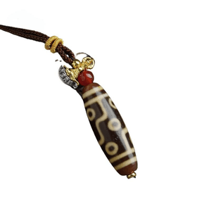 【中國直郵】 藏旗 布達拉宮 九眼天珠西藏掛繩寶瓶蜜蠟瑪瑙平安扣吊墜 天佑 77厘米