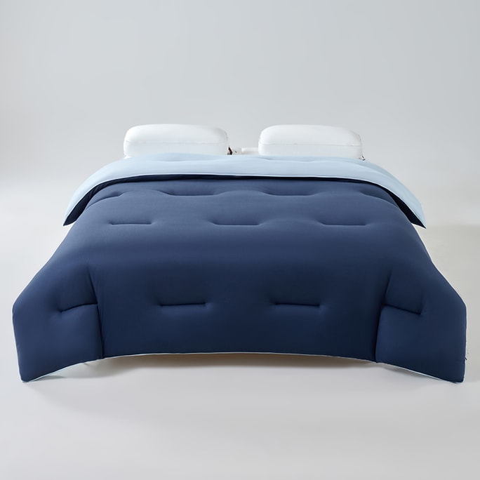 Airgel Deep Sleep Quilt Spring/Fall 2×2.3m 2kg【Navy/Light Blue】A-class, Breathable. Aerogel-tech Warmer Than Wool. Includes Pouch. [Airy Sleep]