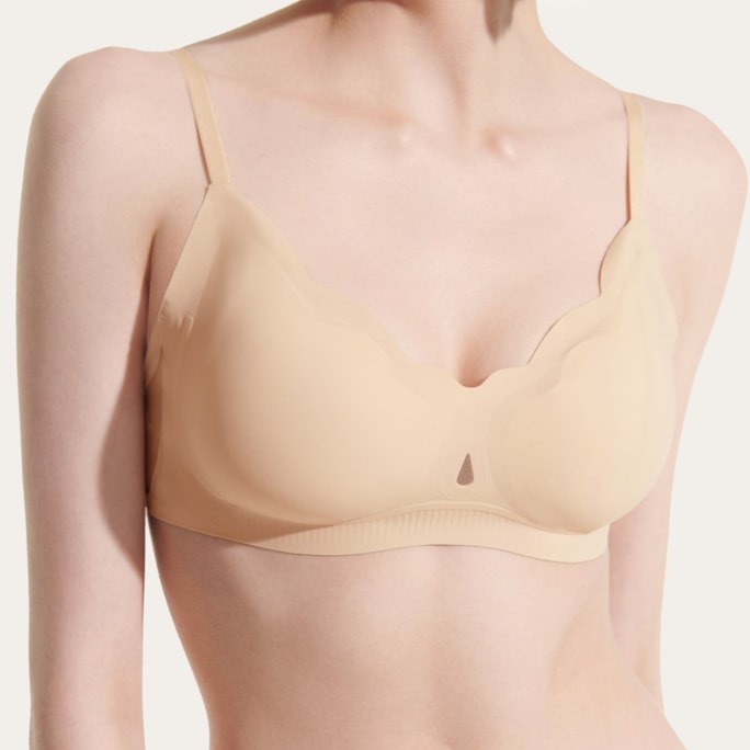 Ubras Cool Petal Cup Sandwich Soft Support Back Hook Bra Naked Skin Color L+