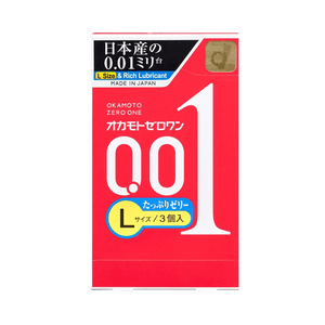 【日本直邮】 日本 OKAMOTO 冈本 聚氨酯超薄润滑加量版001安全套 L 3个入