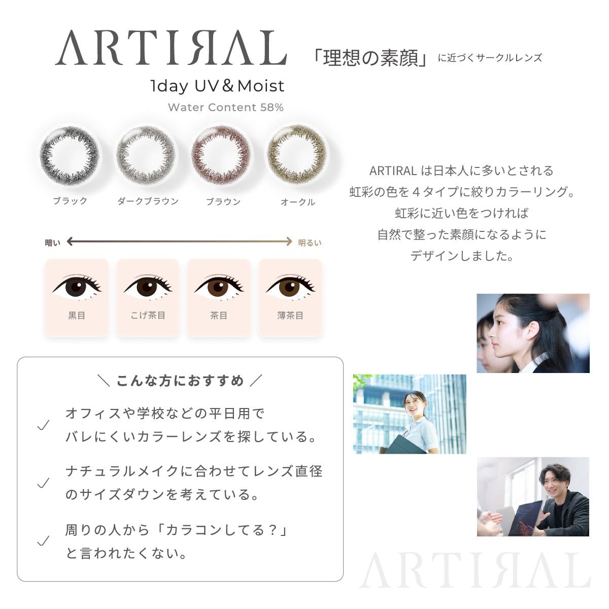 【日本美瞳/日本直邮】 日本 ARTIRAL UVM 日抛美瞳 抗UV 高含水58%  Black 「黑色系」30片装 度数 -3.75(375)预定3-5天 DIA:14.2mm   BC:8.7mm