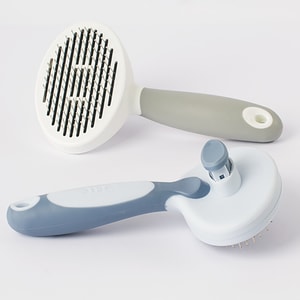 15mm Spring Steel Pet Deshedding Brush with One-Button Release Grooming & Massage Tool for Cats & Dogs Sky blue