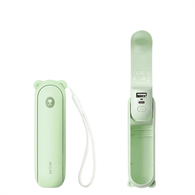 Jisu ハンディファン リトルベア F8X ポータブル 折りたたみ式 静音 USB充電式 高出力 グリーン (1台) 学生や教室向け