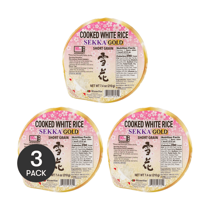 1-Minute Cooked Sticky Rice 7.4 oz  *3【3 Packs】【Microwavable Rice】【Instant Rice】