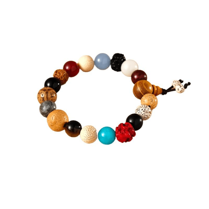 【中国直送】霊隠寺 祝福 18種干支ブレスレット 菩提樹ブレスレット 第4世代 新マルチジェムストーンブレスレット 牛 14-16cm