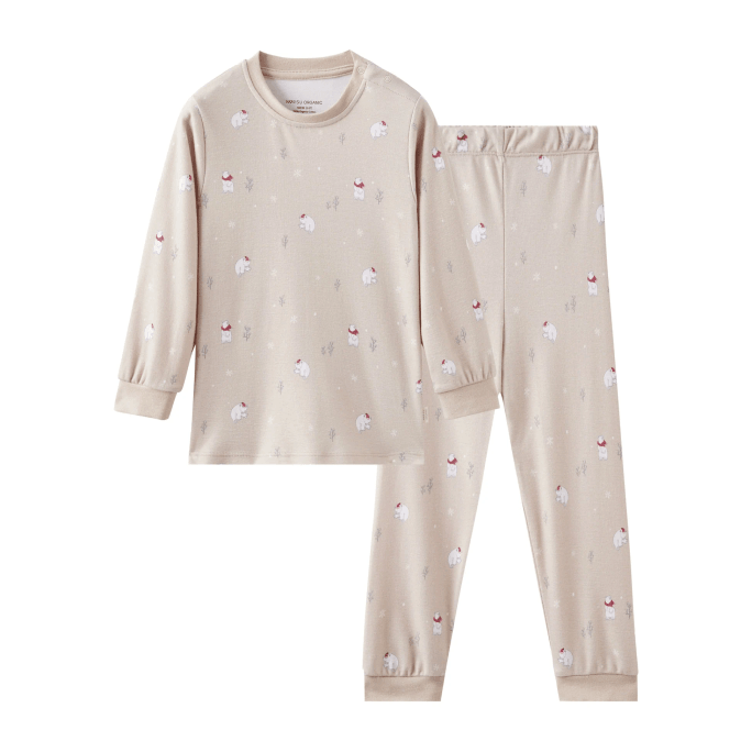 Norsu オーガニック 子供用パジャマセット - シロクマ柄、5～6歳