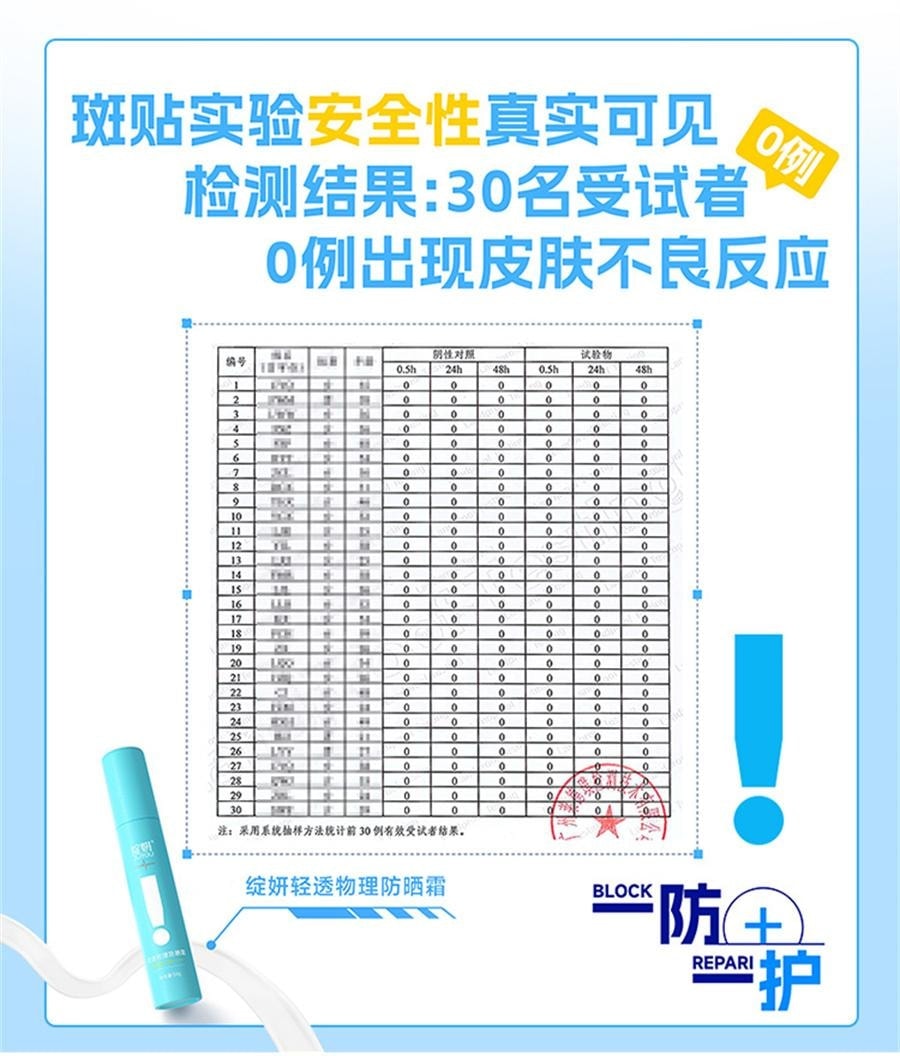 【中国直邮】 绽妍 透物理防晒霜 敏感肌防晒霜乳SPF50+小蓝盾防紫外线清爽隔离霜 50g/瓶【小红书种草推荐】