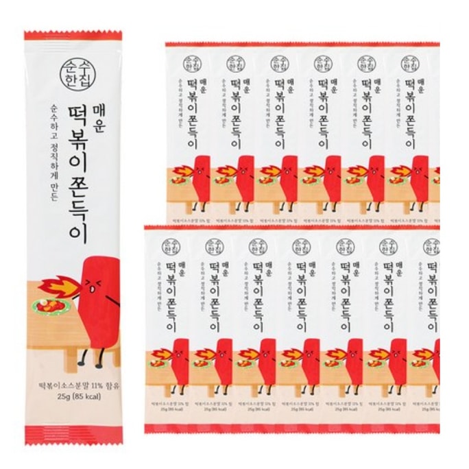 【韩国直邮】 韩国 Sunsu Hanjip 顺粹韩家 辣味炒年糕辣条风味糯嚼谷物零食 375克(25克 × 15袋)